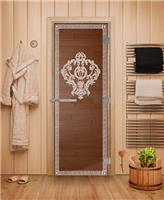 Дверь для сауны DoorWood (Дорвуд) 80x200 Эталон Версаче (бронза) правая