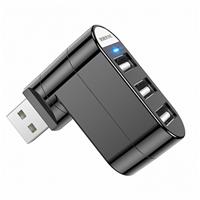 Хаб USB Borofone DH3 three-port USB splitter (black) 133874