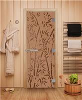 Дверь для сауны DoorWood (Дорвуд) 70x190 Эталон Бамбук и бабочки (бронза матовая) правая