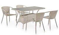 Комплект обеденной мебели Афина 4+1, иск.ротанг, T198D/Y137C-W85 Latte