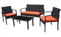 Комплект мебели с диваном Мебельторг Бостон (каркас черный, подушки оранжевые)