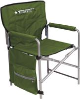 Кресло складное Ника КС1, c карманами (каркас серый, ткань зеленая)