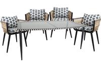 Комплект обеденной мебели Mebius Монте-Карло, 4+1 (каркас черный, ротанг жемчуг)