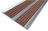 Алюминиевая полоса SafetyStep 3000мм х 80мм х 5,5мм, 2 темно-коричневые вставки