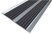 Алюминиевая полоса SafetyStep 3000мм х 80мм х 5,5мм, 2 черные вставки