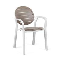 Стул (кресло) Nardi Palma с подлокотниками, цвет белый-тортора