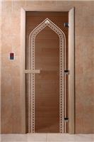 Дверь для сауны DoorWood (Дорвуд) 70x210 Основная серия Арка (бронза), левая