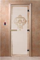 Дверь для сауны DoorWood (Дорвуд) 80x210 Основная серия Версаче (сатин), правая