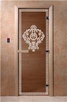 Дверь для сауны DoorWood (Дорвуд) 90x210 Основная серия Версаче (бронза), левая