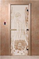 Дверь для сауны DoorWood (Дорвуд) 80x210 Основная серия Волшебный пар (сатин), левая