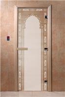 Дверь для сауны DoorWood (Дорвуд) 80x210 Основная серия Восточная арка (сатин), левая