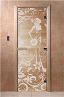 Дверь для сауны DoorWood (Дорвуд) 80x210 Основная серия Девушка в цветах (сатин), левая