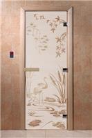 Дверь для сауны DoorWood (Дорвуд) 80x210 Основная серия Камышовый рай (сатин), левая