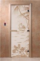 Дверь для сауны DoorWood (Дорвуд) 90x210 Основная серия Голубая лагуна (сатин), левая