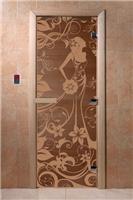 Дверь для сауны DoorWood (Дорвуд) 90x210 Основная серия Девушка в цветах (бронза матовое), левая