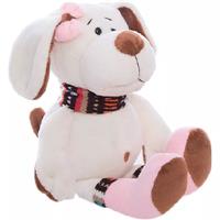 Собака с розовым бантом, 17 см игрушка мягкая
