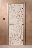 Дверь для сауны DoorWood (Дорвуд) 80x210 Основная серия Бамбук и бабочки (сатин), левая