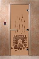 Дверь для сауны DoorWood (Дорвуд) 90x210 Основная серия Банька (бронза матовое), левая