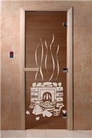 Дверь для сауны DoorWood (Дорвуд) 90x210 Основная серия Банька (бронза), правая