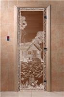 Дверь для сауны DoorWood (Дорвуд) 90x210 Основная серия Банька в лесу (бронза), левая