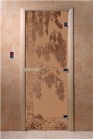 Дверь для сауны DoorWood (Дорвуд) 90x210 Основная серия Берёза (бронза матовое), левая