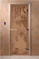 Дверь для сауны DoorWood (Дорвуд) 90x210 Основная серия Берёзка (бронза матовое), левая