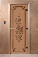 Дверь для сауны DoorWood (Дорвуд) 90x210 Основная серия Розы (бронза матовое), левая