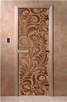 Дверь для сауны DoorWood (Дорвуд) 90x210 Основная серия Хохлома (бронза матовое), левая