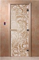 Дверь для сауны DoorWood (Дорвуд) 90x210 Основная серия Хохлома (сатин), левая