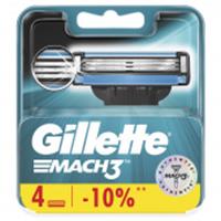 Gillette Mach3 кассеты для бритья (4шт), ПОЛЬША, код 3031001048, штрихкод 301426024353, артикул кассеты