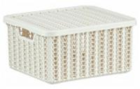 Коробка ВЯЗАНИЕ 1,5л с крышкой белый ротанг М 2368, РОССИЯ, код 4052800059, штрихкод 460519602695, артикул М2368