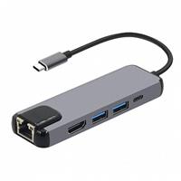 Хаб USB Type-C BYL-2015 (HDMI, USB-C, USBx2, Ethernet) (gray) 127302