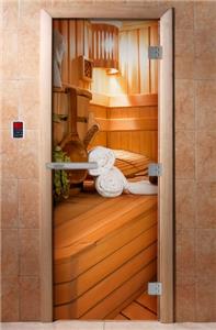 Дверь для сауны DoorWood (Дорвуд) 70x190 Эталон Фотопечать A032 правая