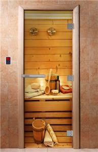 Дверь для сауны DoorWood (Дорвуд) 70x190 Эталон Фотопечать A033 левая
