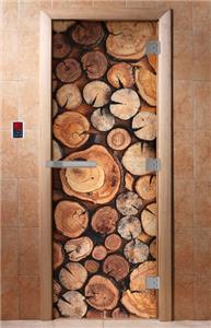 Дверь для сауны DoorWood (Дорвуд) 70x190 Эталон Фотопечать A044 правая