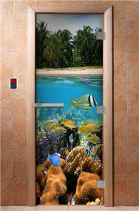 Дверь для сауны DoorWood (Дорвуд) 70x190 Эталон Фотопечать A067 правая