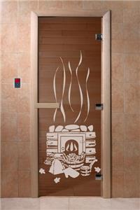 Дверь для сауны DoorWood (Дорвуд) 70x210 Основная серия Банька (бронза), левая