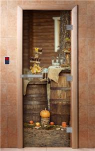 Дверь для сауны DoorWood (Дорвуд) 70x190 Эталон Фотопечать A073 правая