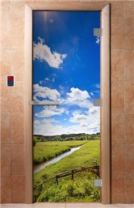 Дверь для сауны DoorWood (Дорвуд) 70x190 Эталон Фотопечать A092 правая