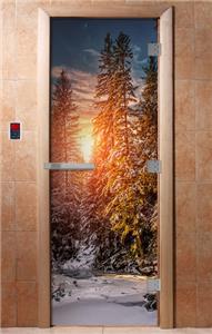 Дверь для сауны DoorWood (Дорвуд) 70x190 Эталон Фотопечать A093 правая