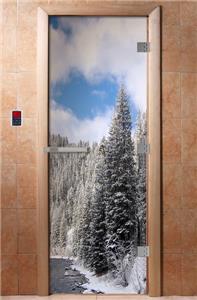 Дверь для сауны DoorWood (Дорвуд) 70x190 Эталон Фотопечать A095 правая