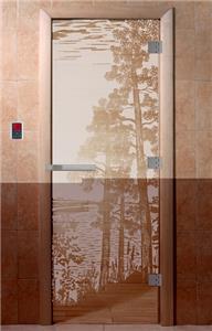 Дверь для сауны DoorWood (Дорвуд) 70x190 Эталон Рассвет (сатин) левая