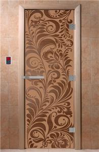 Дверь для сауны DoorWood (Дорвуд) 70x190 Эталон Хохлома (бронза матовая) левая