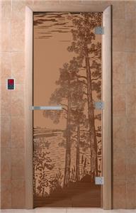 Дверь для сауны DoorWood (Дорвуд) 80x200 Эталон Рассвет (бронза матовая) левая