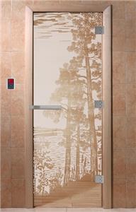 Дверь для сауны DoorWood (Дорвуд) 80x200 Эталон Рассвет (сатин) левая