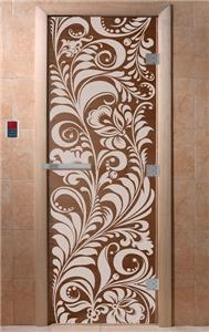 Дверь для сауны DoorWood (Дорвуд) 80x200 Эталон Хохлома (бронза) левая