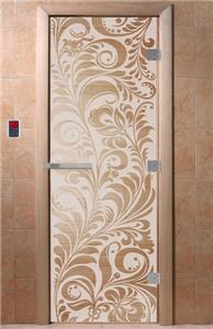 Дверь для сауны DoorWood (Дорвуд) 80x200 Эталон Хохлома (сатин) правая