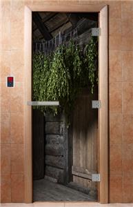 Дверь для сауны DoorWood (Дорвуд) 70x190 Эталон Фотопечать A002 левая