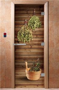 Дверь для сауны DoorWood (Дорвуд) 70x190 Эталон Фотопечать A004 левая