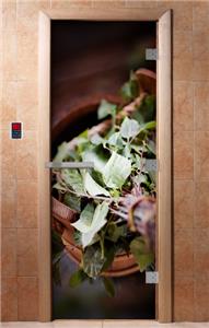 Дверь для сауны DoorWood (Дорвуд) 70x190 Эталон Фотопечать A008 левая